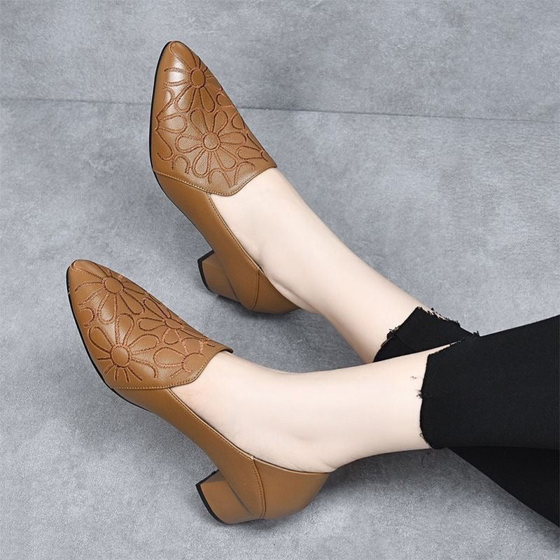 Sophia | Læderloafers med subtil blomsterstruktur