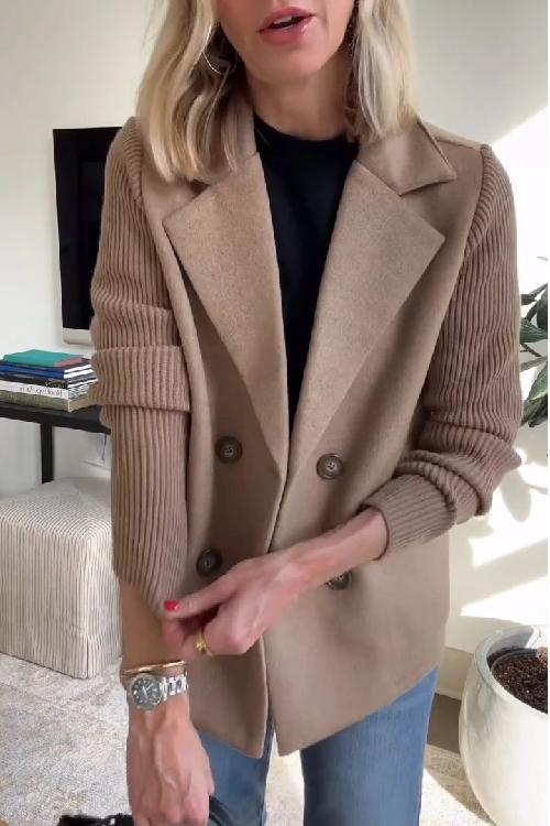 Maren | Strikketærmet Dobbeltknaps-Blazer