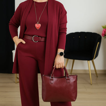 💞Ensemble 3 pièces élégant comprenant un cardigan long, un haut et un pantalon💞LIVRAISON GRATUITE
