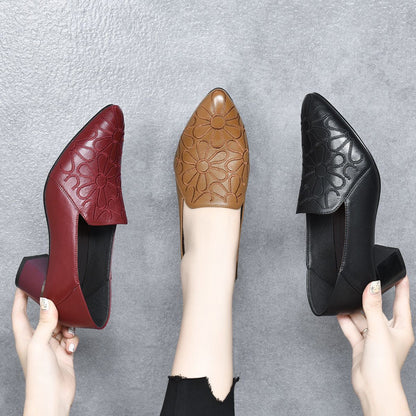 Sophia | Læderloafers med subtil blomsterstruktur
