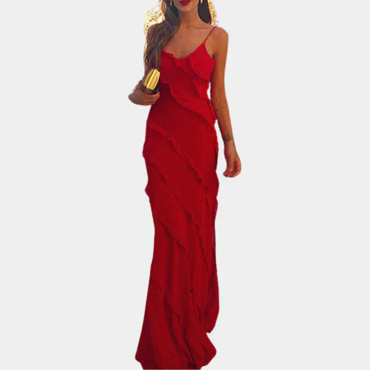 Cathrine | Elegant Maxikjole med Volanter