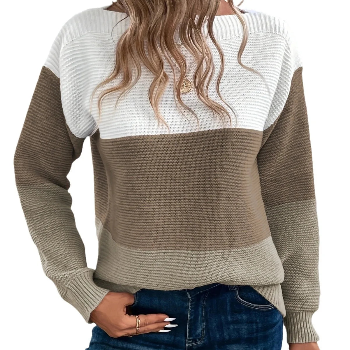 Alea | Elegant trøje med tri-color patchwork
