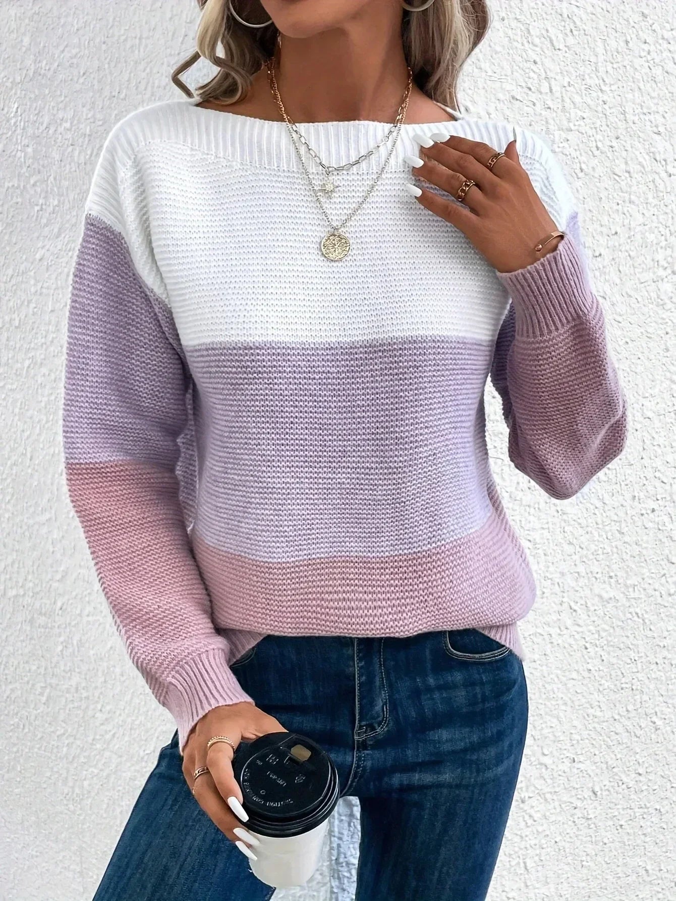 Alea | Elegant trøje med tri-color patchwork
