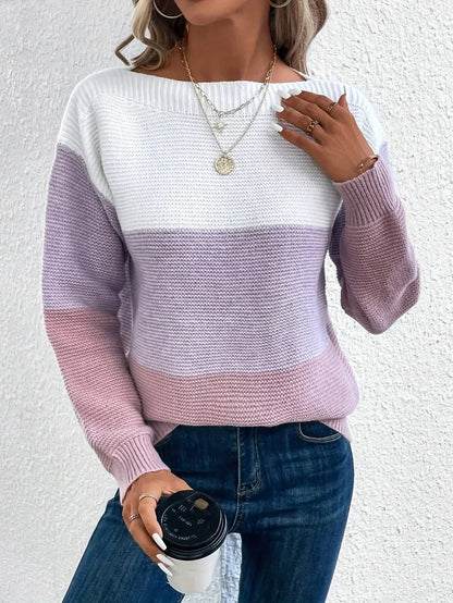 Alea | Elegant trøje med tri-color patchwork