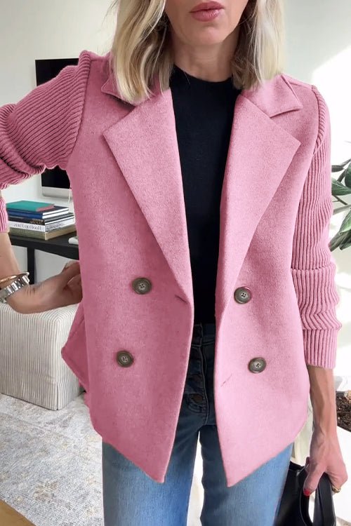 Maren | Strikketærmet Dobbeltknaps-Blazer