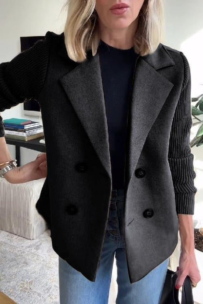 Maren | Strikketærmet Dobbeltknaps-Blazer