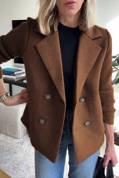 Maren | Strikketærmet Dobbeltknaps-Blazer