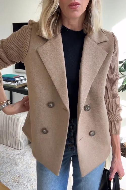 Maren | Strikketærmet Dobbeltknaps-Blazer
