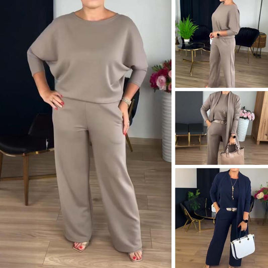 💞Ensemble 3 pièces élégant comprenant un cardigan long, un haut et un pantalon💞LIVRAISON GRATUITE